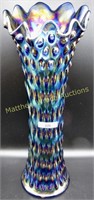 Fenton 17" electric blue Rustic funeral vase.