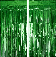 2 Pack Green Tinsel Curtain  3.2Ft x 8.2Ft