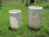 Pair of plastic barrels
