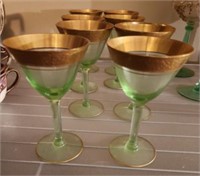 GREEN TINT CORDIALS GOLD BAND