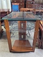 4 Tier Glass Insert Entertainment Table