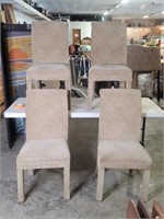 Brown High Back Upholstered Dining Chairs