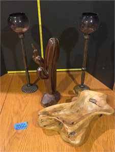 Wood decor & 19” candle holders