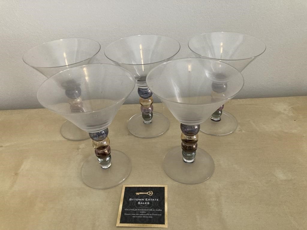 Coloured Ball Stem Glass Martini Glasses