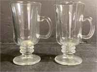 2   Irish Coffee Mugs Clear Glass