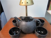Black Ikea Tea Pot  with Black Cups Candle Holder