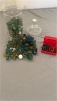 VINTAGE GLASS RIBBON MARBLES, VARIOUS SIZES,