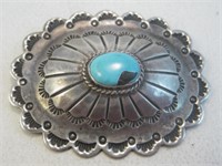 Navajo SS Turquoise Pin - Tested