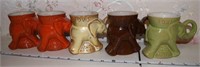lot of 5 Frankoma pottery Republican mugs