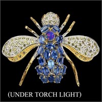 Natural Opal Rhodolite Garnet &  Sapphire Bee Broo