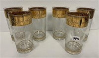 6 Old Gold Trim Drinking Glasses(NO SHIPPING)
