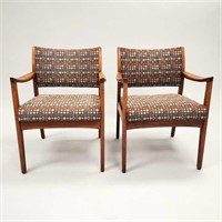 Pair of mid-century modern arm chairs with newer
