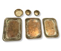 2 Vintage Silver Repousse Bowls & 3 Metal Trays