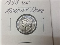 1938 US Silver Mercury Dime