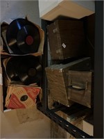 Records, speaker, & empty record boxes
