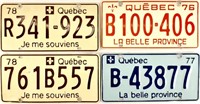 4 plaques d'immatriculation QUÉBEC 1976-1977-1978