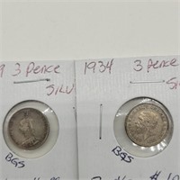 1899 & 1934 SILVER 3 PENCE