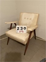 Vintage white vinyl Mid-Century Modern armchair