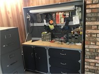 Work Bench, cabinet and all contents