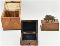 3 19th Century Wooden Trinket/Jewelry Boxes