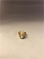 Vintage 18 K EP Pearl Ring