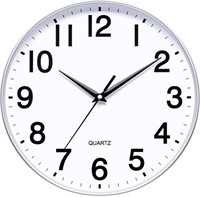 As Is -KSYOU Silver Wall Clock 12 Inch