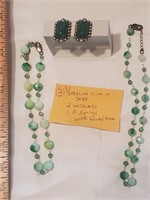 Sterling silver & Jade 2 necklaces, ear rings
