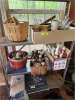 Cups, vases, birdhouses, misc & shelf