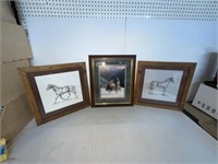 3 WESTERN FRAMED AND MATTED PRINTS