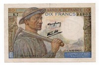 1942 France 10 Francs Note
