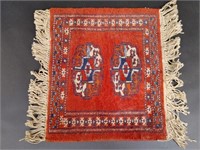 Turkish Hand Knot Tufted Scarlet Mini Rug