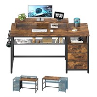 YOMILUVE Computer Desk with 3 Drawers & Storage