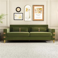Moxoq Velvet Sofa  85.63  Gold Legs (Olive Green)
