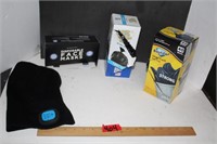 Trash bags, disposable mask, hat with light, more