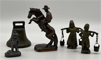 Brass Table  Decor Bell Jack & Jill Cowboy