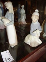 Lladro - 2 pieces - Girl with Pig and Boy with