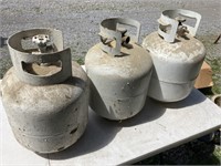 3 propane tanks, 20lb old style valve