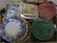 many new paper plates and napkins