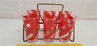 Mid Century Modern Red Set of Drinking Glasses w