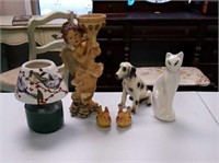 Candle holders, cat, dog and salt/pepper set