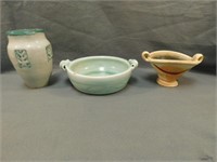 Pottery Vase, 7" T, 4.5" W. Two fancy double