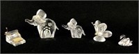 Swarovski Crystal Figurines, 5 Pieces
