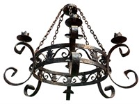 French Round Iron Band Light Fixture, 6 arms