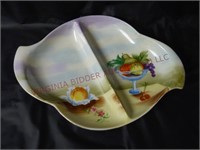 Vintage Fruit Decorated Divided Dish ~Marked 6046J