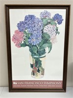DEPICTS A VASE FILLED WITH COLORFUL HYDRANGEAS. PO