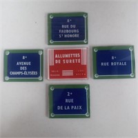 5 Vtg French Street Name Coasters
