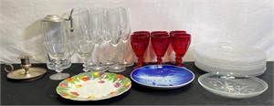 Assorted Pressed Glassware & Plates