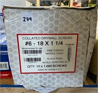 Collated Drywall Screws, #6-18x1 1/4 10,000ct
