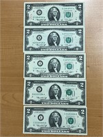 5-1976 USA $2 Centennial Bills
