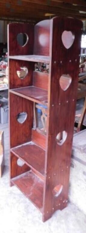 4 shelf wooden bookcase, 20" x 11" x 61.5" -